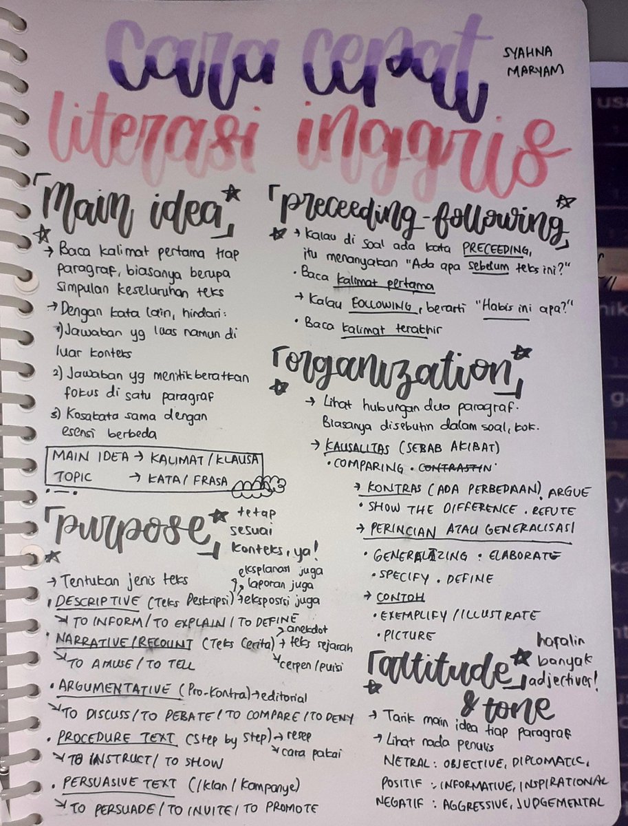 shoorreal's tweet photo. CATATAN CARA CEPAT LITBING.
Ini baru catatan dari materi2 yang biasanya aku salah jawab pas TO. Kira kira kalian mau yang sekalian full, enggak? Rencananya aku juga pengen bikin hafalan 20 vocab per hari. https://t.co/6CnBZU8Zm7