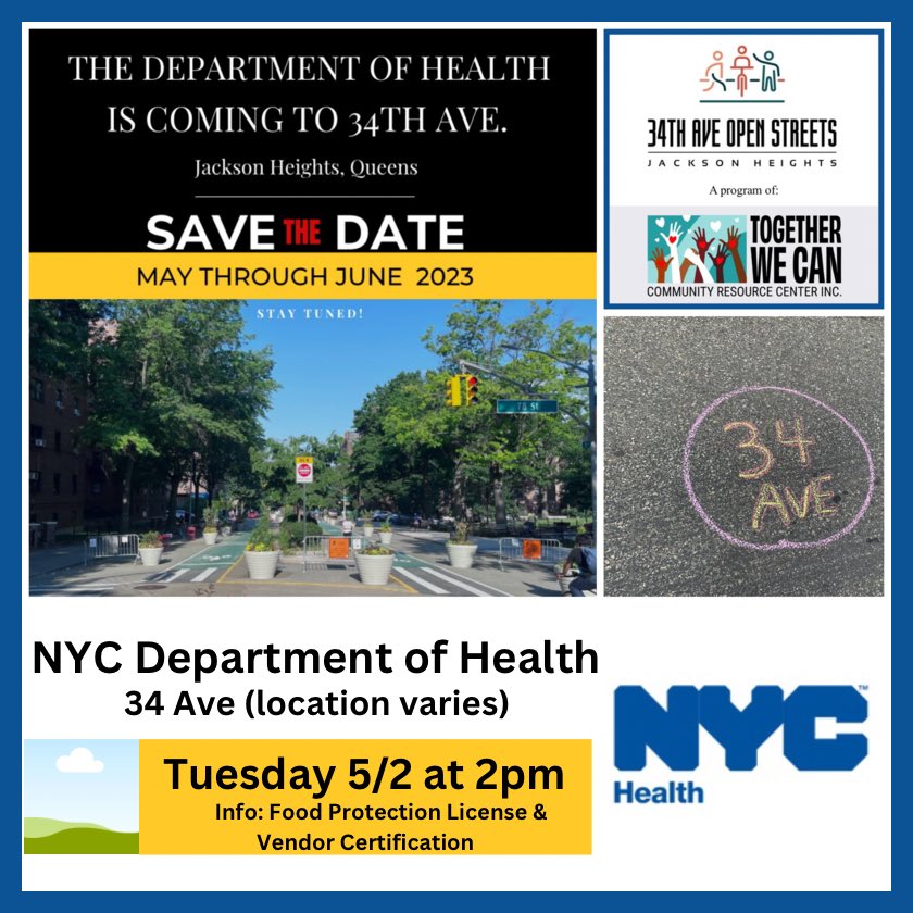 ¿Quiere aprender cómo sacar una licencia y/o permiso para manejar o vender alimentos? 

Mañana, martes el 2 de Mayo viene <a href="/nycHealthy/">nychealthy</a> . Unos representantes de la agencia van a estar en la Avenida <a href="/34_ave/">34AveOpenStreets</a> para contestar todo tipos de preguntas sobre este tema a las 2 de la tarde.