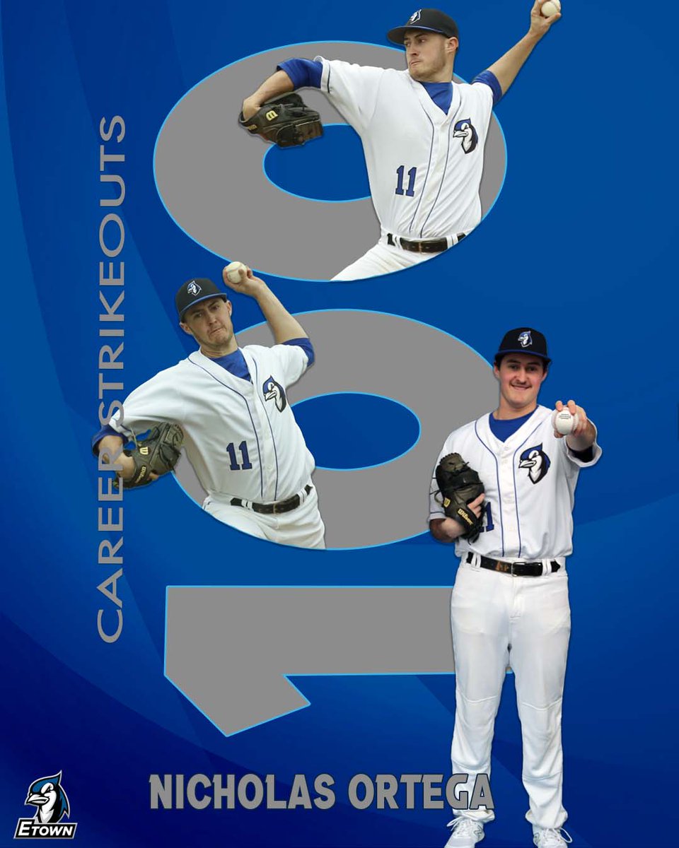 EtownBlueJays's tweet photo. This weekend, senior Nicholas Ortega recorded his 100th career strikeout! Congrats 👏

#d3baseball #FlyWithUs https://t.co/91xgTlVf6P