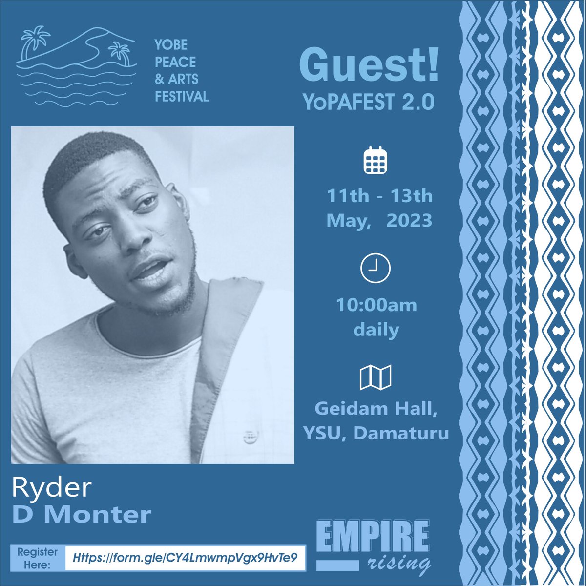 yobeliterary's tweet photo. Ryder D monster is an Afrobeat singer and hausa pop artist, music promoter.
He is also an academic, linguist, literati, pedagogic and politician. https://t.co/107vGsU6uZ