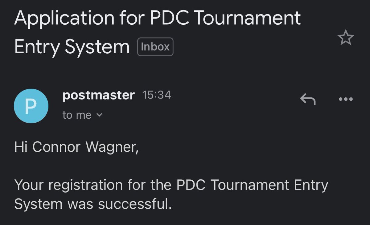 Officially registered with the PDC Tournament Entry System to allow me to go onto the development tour for the remainder of this year and next.

I’ll be heading to Leicester on the 14th-16th July this year to take park in Development Tour 16-20!
