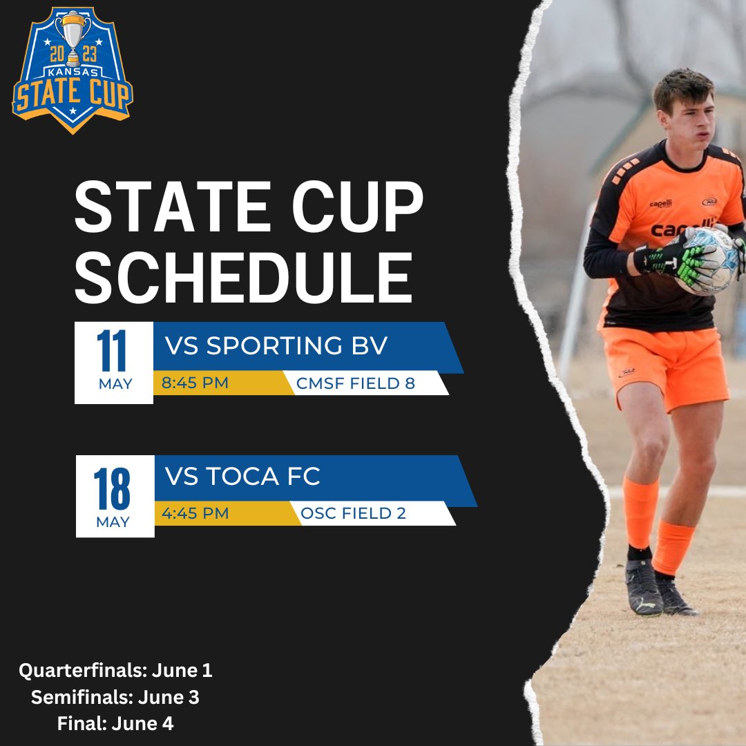 Counting down the days to State Cup. Hoping to have a bounce back year after losing in the final last year!
Take a look at the schedule! 
<a href="/KS_RushSoccer/">Kansas Rush Soccer Club</a> @ksrusheal06 <a href="/KSYouthSoccer/">Kansas Youth Soccer</a> @SoccerMomInt <a href="/ImCollegeSoccer/">College Soccer Truth ™</a> <a href="/USYouthSoccer/">US Youth Soccer</a>
<a href="/KsRushGK/">ksrush_gk</a> #ksstatecup