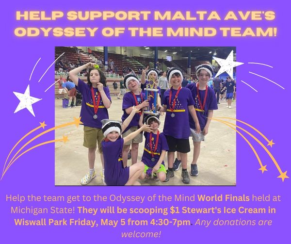 We can't wait for First Friday! Check out <a href="/MaltaAveElem/">Malta Ave Elementary</a> student artwork at Corina Contemporary Jewelry on Friday between 11 AM-8pm. And, don't forget to stop by Wiswall Park to support our Odyssey of the Mind Team! <a href="/BSCSD/">Ballston Spa CSD</a>