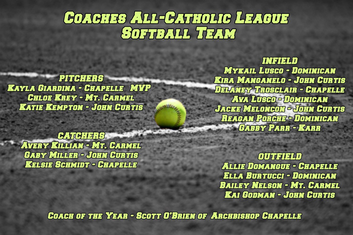 Coaches First Team, All-Catholic League Softball…<a href="/Curtis_Patriots/">John Curtis School</a> <a href="/ChapelleSoftba1/">Archbishop Chapelle Softball</a> <a href="/chapellesports/">Chapelleathletics</a> <a href="/fuzzyDballers/">dominicansoftball</a> <a href="/EdnaKarrHS/">Edna Karr High</a>