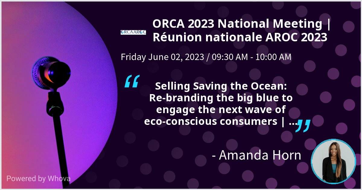 GoLoLess's tweet image. I am speaking at ORCA 2023 National Meeting | Réunion nationale AROC 2023. Can't wait to connect on marketing science and sustainability  🌊🧜🏾‍♀️💡 @CanOceanSci #ORCA2023 #AROC2023 #OceanDecade #OceanDecadeCanada #DécennieOcéan #DécennieOcéanCanada - via #Whova event app