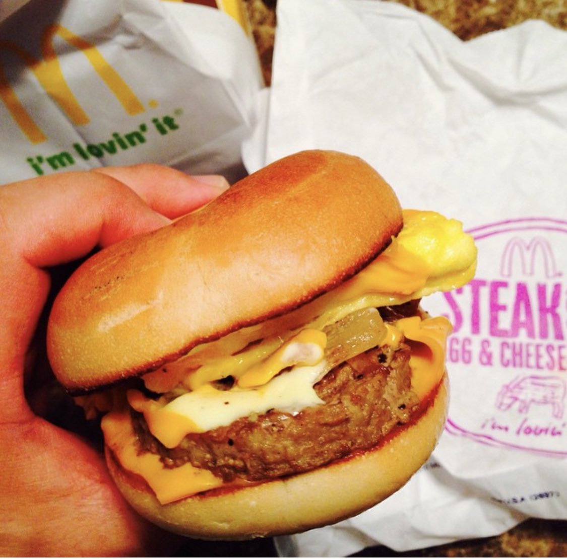 caccavale's tweet photo. Steak egg, and cheese bagel 😋 https://t.co/KXxMkZSoGN