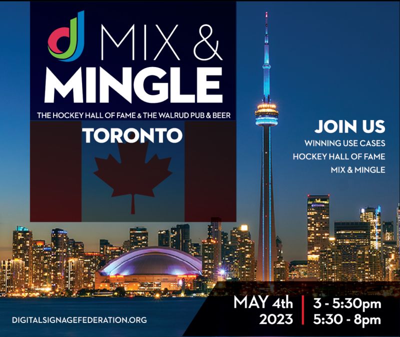 THIS WEEK: We’re excited to see you Thursday in Toronto at the Hockey Hall of Fame for our next Mix &amp; Mingle! To find more information on what you can expect, the full agenda, pricing and more, click here: bit.ly/3m7JnXc

See you soon! #DSFPerks #DigitalSignage