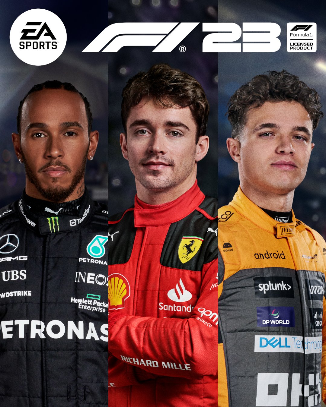 Formula 1 on X: Meet your #F123 cover stars! 🤩 @LewisHamilton,  @Charles_Leclerc and @LandoNorris team up for the Standard Edition 📸 With  @Max33Verstappen taking centre stage for the Champions Edition ✨ #F1 @