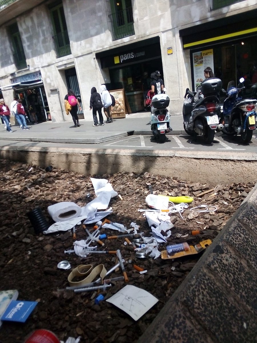 E00904223's tweet photo. @ErnestoEkaizer En serio?
Esto es la Barcelona de hoy primero de mayo de 2023 a las 14 h Rambla/Boqueria. Creía que era un fotomontaje pero es el suelo "ajardinado" de un parterre detrás de un quiosco frente a la parada del bus. Hace daño de ver y de imaginar https://t.co/7WWVCNGXVo