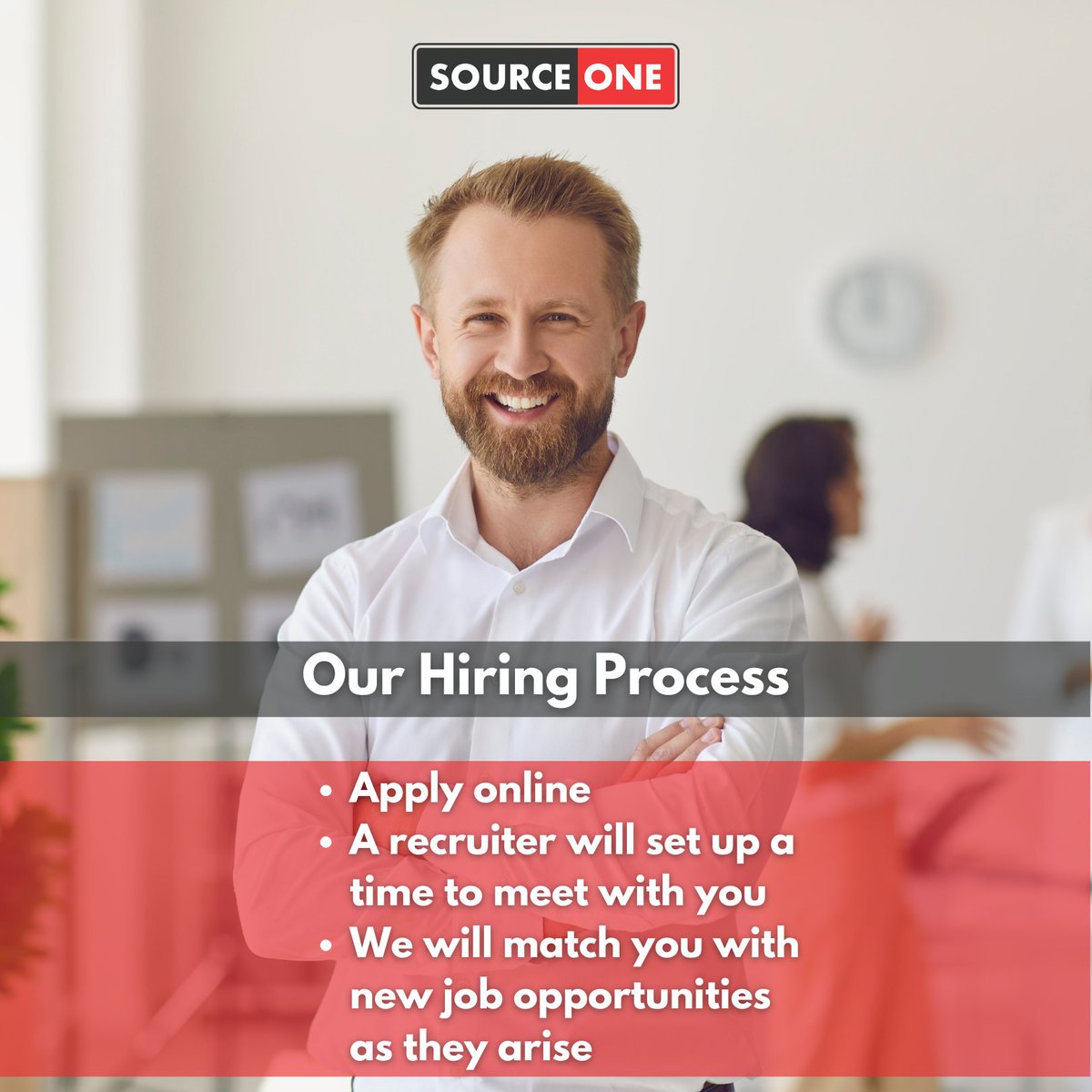 SourceOne_Staff's tweet image. With the help of Source One, we’re here to help make your workforce more productive, efficient, and compliant. Learn about our hiring process here or contact our recruiting experts:  nsl.ink/a5kt

#SourceOne #SourceOneStaffing #Staffing #StaffingSolutions