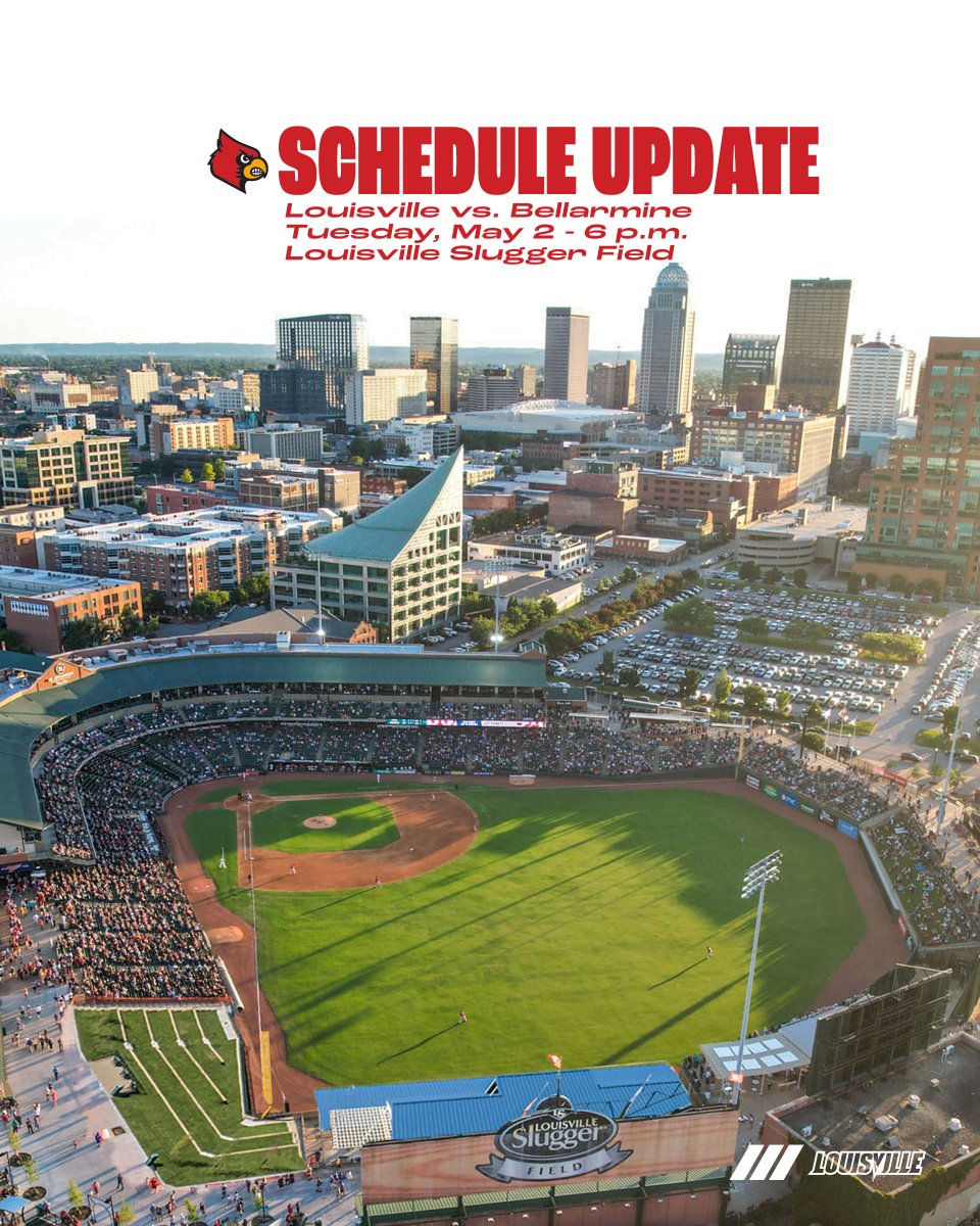 LouisvilleBSB's tweet photo. We're headed downtown Tuesday.

🏟️ Louisville Slugger Field
🆚 Bellarmine
📅 Tuesday
⏰ 6:00 p.m.
🎟️ FREE

#GoCards https://t.co/HFSLcMV63M