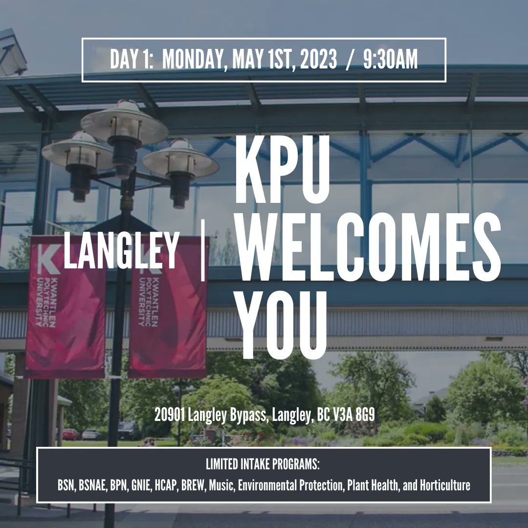 KPUorientation's tweet photo. It is Day 1 of KPU Welcomes You - Summer 2023! We'll see you at the Langley campus 🤗 https://t.co/eSXbg4mmgP