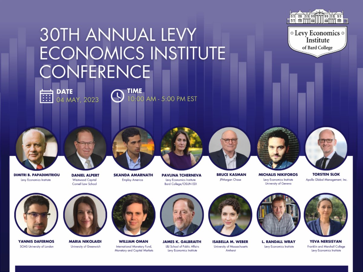 LevyEcon's tweet photo. Join us on Thursday for four discussions covering critical issues in #Economics and #PublicPolicy. Sessions begin at 10:00 AM EST for our digital event. Zoom Link below!

https://t.co/mpV655vkA1

#Inflation #ClimateChange #Macroeconomics #Unemployment #JobCreation https://t.co/PtH3026dWQ