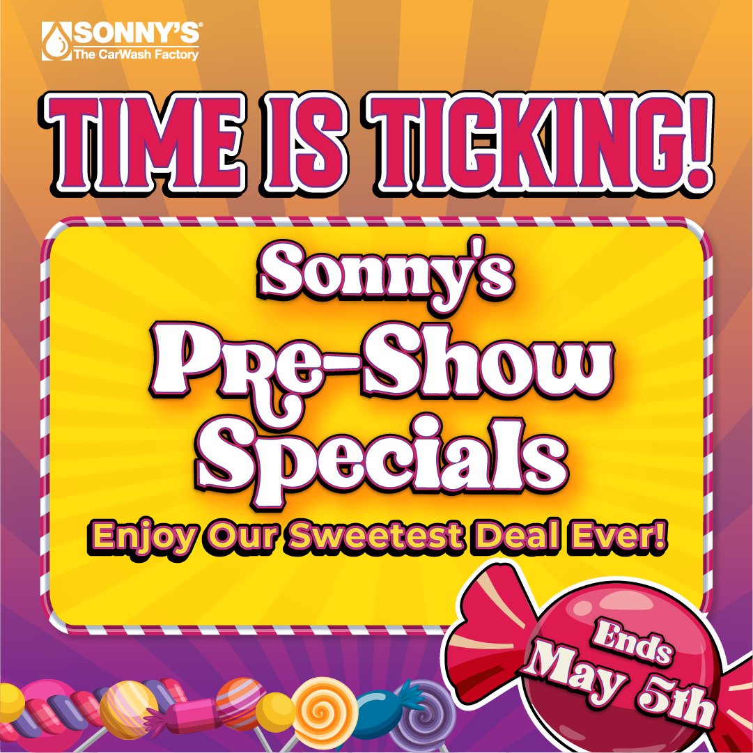 Last week for preshow specials &amp; then it's off to The CarWash Show! sonnysdirect.com/preshow #thecarwashshow2023
 #sonnysthecarwashfactory #tradeshow #carwash #booth1121