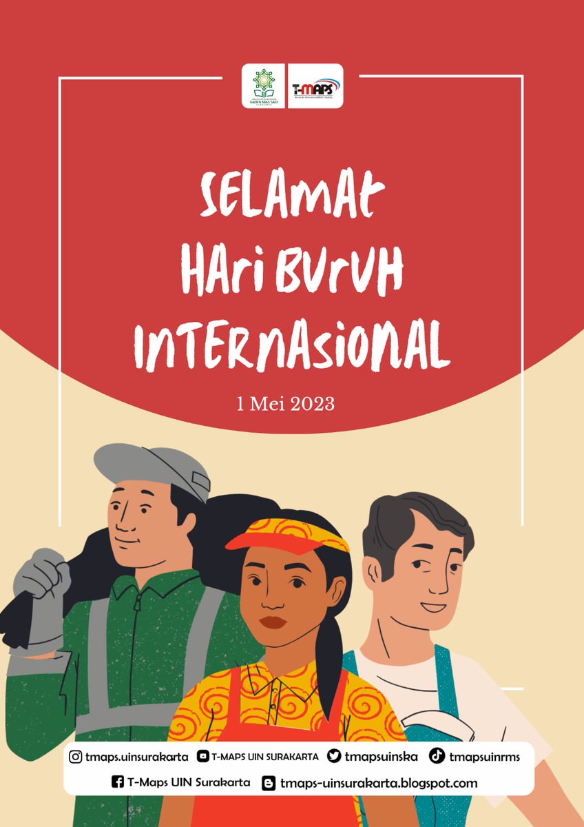 tmaps_uinska's tweet photo. [SELAMAT HARI BURUH]

1 Mei 2023

Buruh, berpeluh untuk harapan hidup lebih baik bagi diri dan Keluarga, sejahterakan buruh dan lindungi hak-haknya. 

#TMAPS
#INSPIREYOURLIFE 
#FANTASTIC 
#THESPIRITOFINSPIRATION

Join with our media:
📺https://t.co/ASegPVUa6F https://t.co/5IM1NkXak5