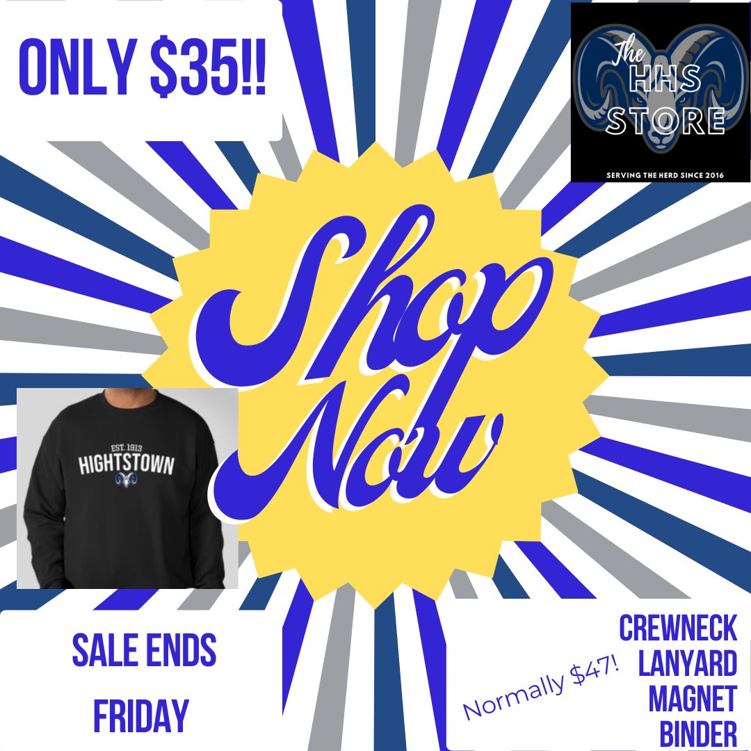 HightstownStore's tweet photo. It's the final countdown! Don't miss out rams. 

The HHS Store| Open during both lunches | Cash Only | #Serving the herd https://t.co/3b0XGHTEEr