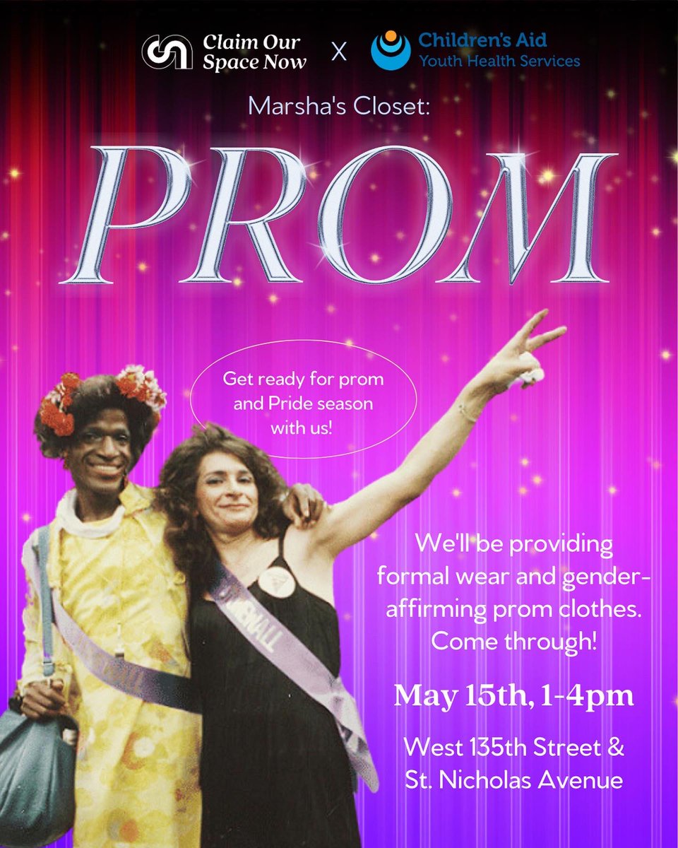 COSpaceNow's tweet image. SPREAD THE WORD! This month we’re SO excited to be partnering with @ChildrensAidNYC to provide our bb queer community with gender affirming clothes for #PROM2023 😍