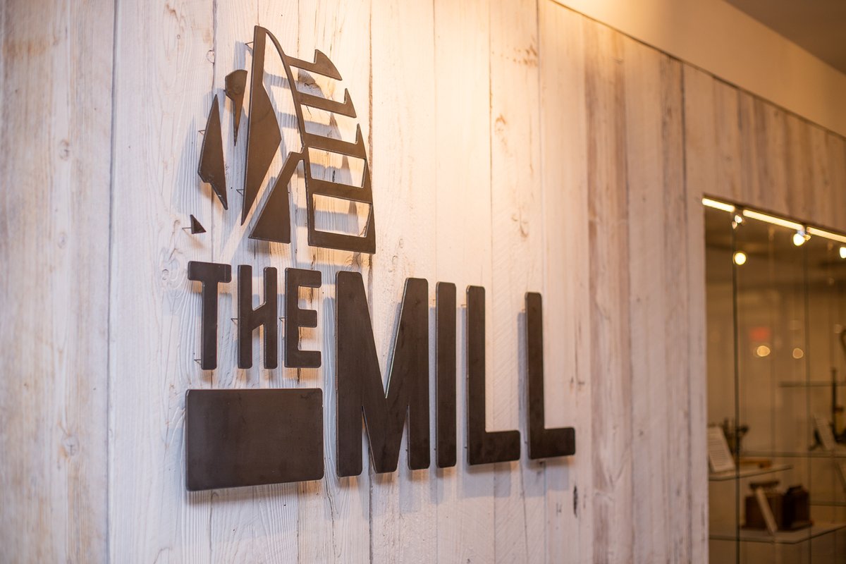 TheMillDE's tweet photo. In the world of digital [everything] it's lovely to see our logo in steel! Check out our laser cut logo at our front desk next time you stop in! https://t.co/G3mqU7uGHZ