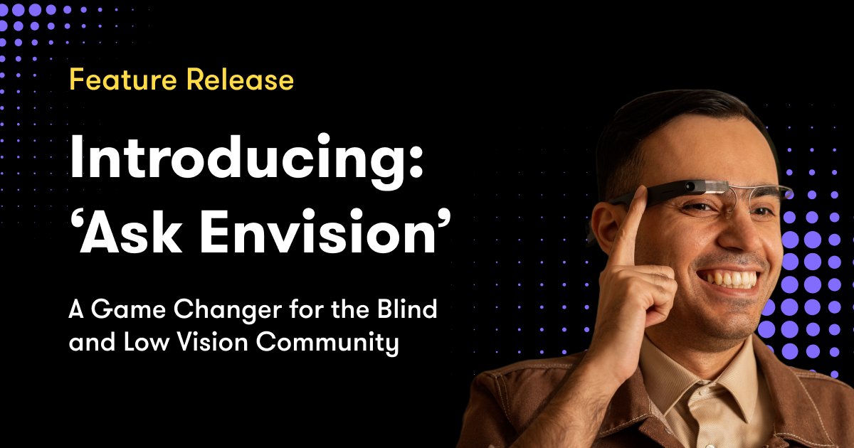 Envision has recently introduced “Ask Envision” to it’s glasses. Groundbreaking technology that aims to empower and extend the independence of those who are blind or have low vision. [Thread 1 out of 2]

#LetsEnvision #PerceivePossibility #AskEnvision #AssistiveTechnology