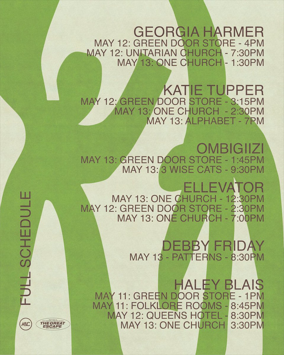 Arts & Crafts (@artsandcrafts) on Twitter photo Happy to announce our official Arts & Crafts Showcase at <a href="/thegreatescape/">The Great Escape</a> May 13, with <a href="/haleyblais/">Haley Blais</a>, <a href="/KatieeTupperr/">Katie Tupper</a>, <a href="/gharmz99/">Georgia</a>, and <a href="/ellevatorband/">Ellevator</a>. Swipe over to see the full schedule of A&C artists at the festival including <a href="/ombiigizi/">Ombiigizi</a> and <a href="/DEBBYVENDREDI/">DEBBY FRIDAY 👁️⭐️</a>. See ya in Brighton 🇬🇧 Happy to announce our official Arts & Crafts Showcase at <a href="/thegreatescape/">The Great Escape</a> May 13, with <a href="/haleyblais/">Haley Blais</a>, <a href="/KatieeTupperr/">Katie Tupper</a>, <a href="/gharmz99/">Georgia</a>, and <a href="/ellevatorband/">Ellevator</a>. Swipe over to see the full schedule of A&C artists at the festival including <a href="/ombiigizi/">Ombiigizi</a> and <a href="/DEBBYVENDREDI/">DEBBY FRIDAY 👁️⭐️</a>. See ya in Brighton 🇬🇧