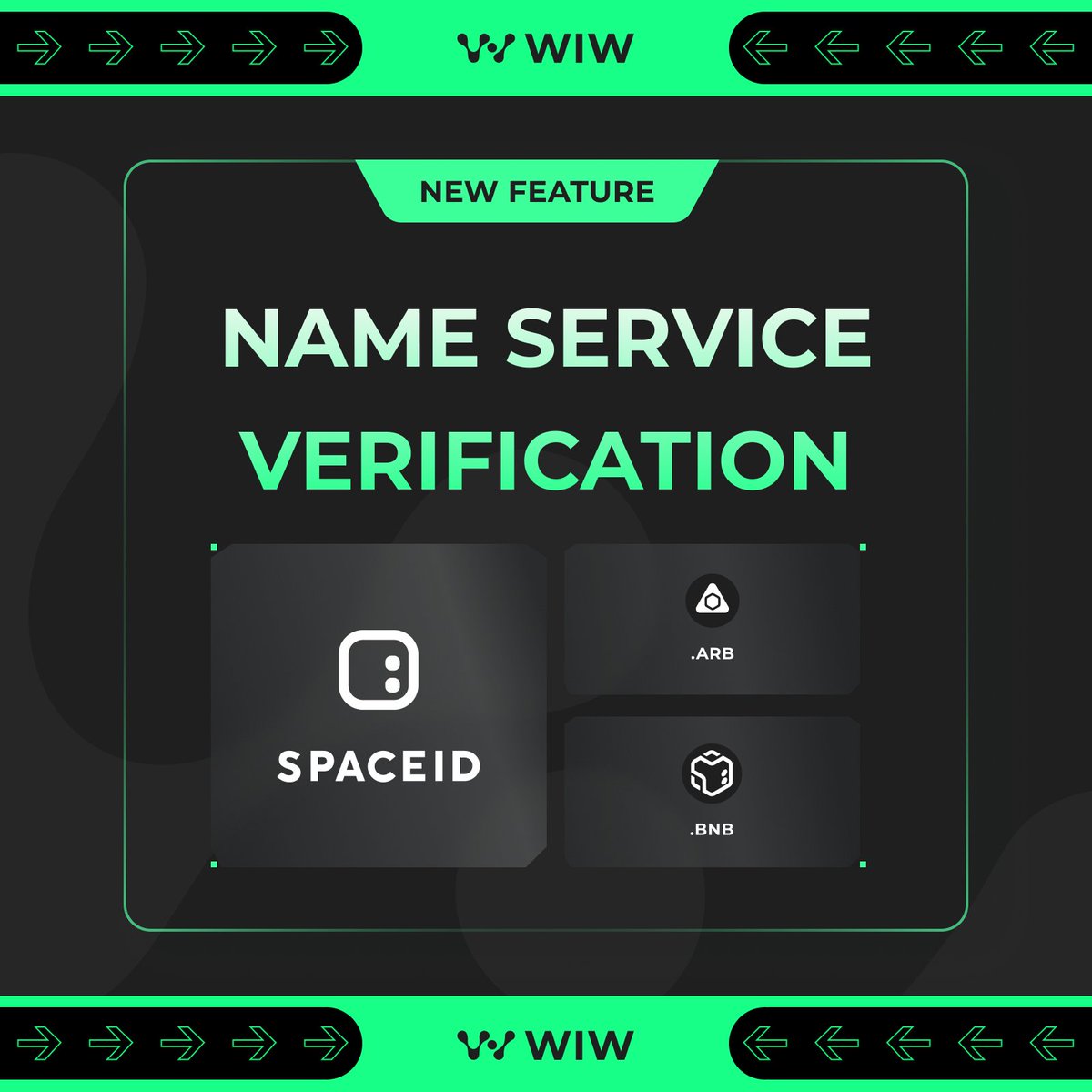 wiw_io's tweet photo. GM WIWers

You can now select your @ensdomains  , @spaceid (.bnb &amp; .arb Name Service), and @LensProtocol Handle as your WIW Profile Username.

Create your WIW Profile today at https://t.co/RqwsEZNtob, and mark your web3 journey!

More features to reveal in Q2 2023 https://t.co/VFYZ2Z1E9X