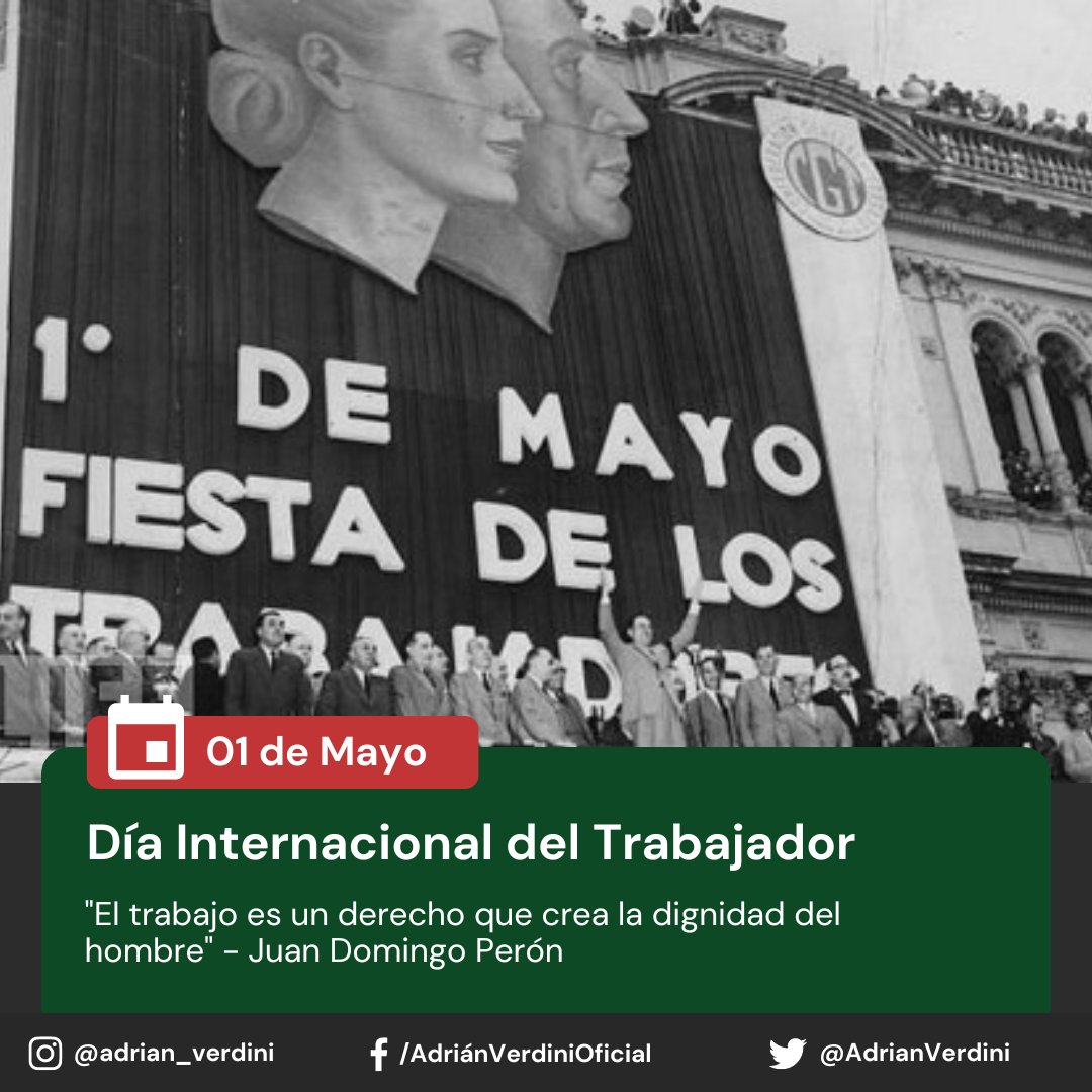 1° de Mayo | Día Internacional del Trabajador

Feliz día a todos los trabajadores que día a día se esfuerzan para el desarrollo y crecimiento del país.

Adrián Verdini (<a href="/AdrianVerdini/">Adrian Verdini</a>)