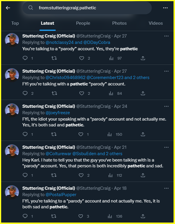 Sputtering Craig ᵖᵃʳᵒᵈʸ on Twitter "Call me pathetic again. Who cares