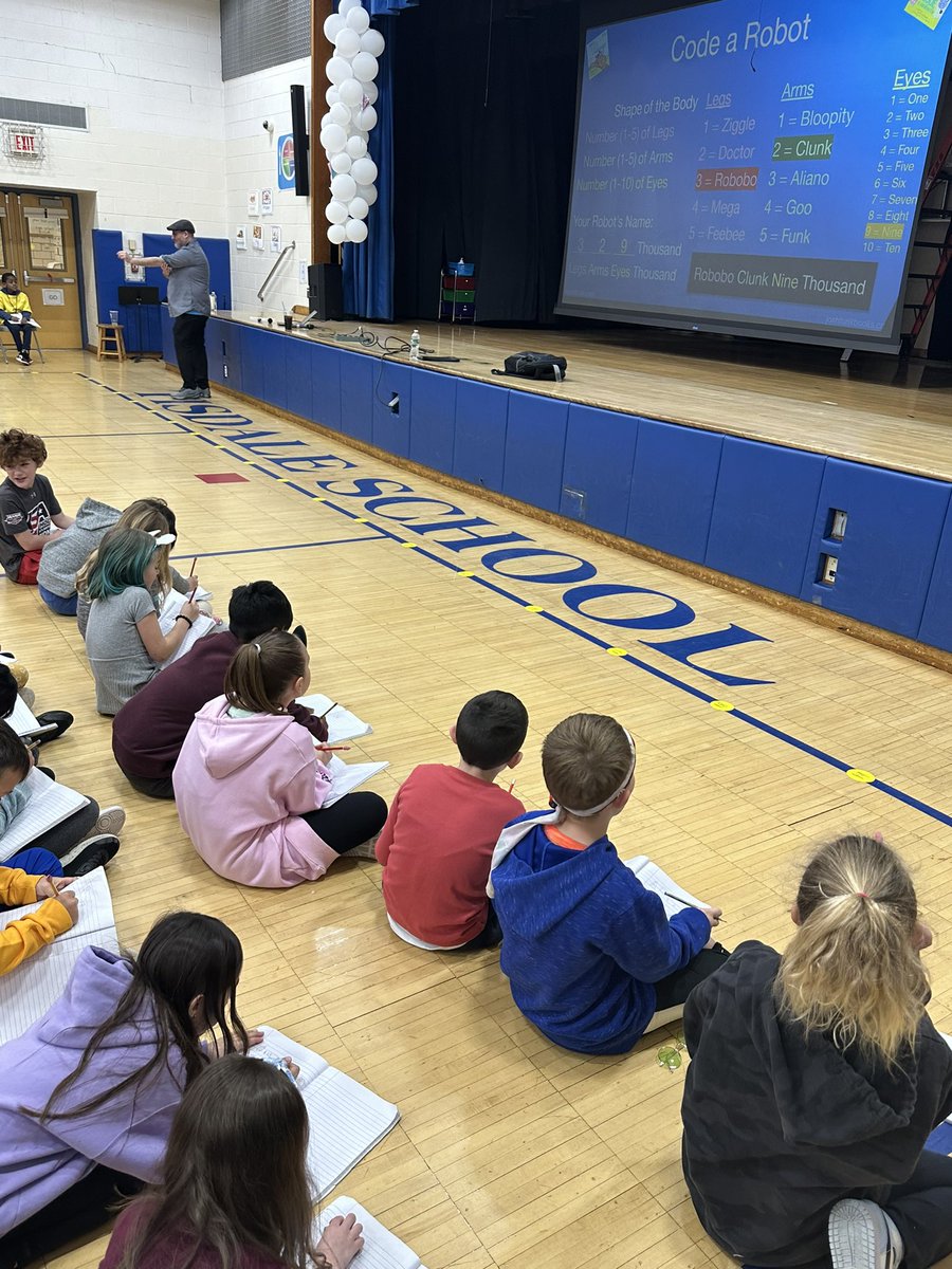MrsBernalGrade2's tweet photo. Today, we enjoyed an incredible author visit from Josh Funk! He read us “How to Code a Sandcastle,” we coded our very own robots and aliens, AND we listened to a sneak peak of his new book “Dear Unicorn.” This was certainly a very special day! #WeAreTisdale @TisdaleSchool https://t.co/8TY0LL5WmT