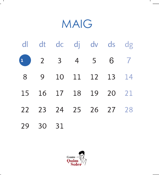 centrequimsoler's tweet photo. Bon mes de maig, que us desitgem amb lo raig diari que se suposa que la dita disposa. https://t.co/d3DJiNeHL0