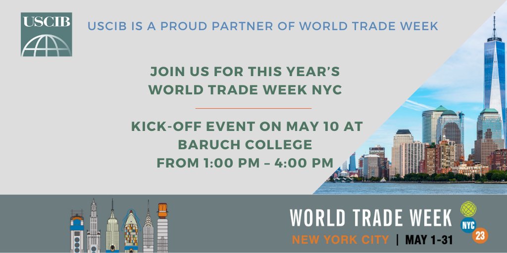 USCIB's tweet photo. Join us on May 10 for a World Trade Week Kick-Off Event on #supplychains: Digitizing the Global Supply Chain: Opportunities &amp; Challenges. Industry experts will discuss what digitization has in store for us @week_nyc_ ​#WTWNYC23
🖊️Register: https://t.co/BT7HTywDAg https://t.co/4SBrCd7n9R