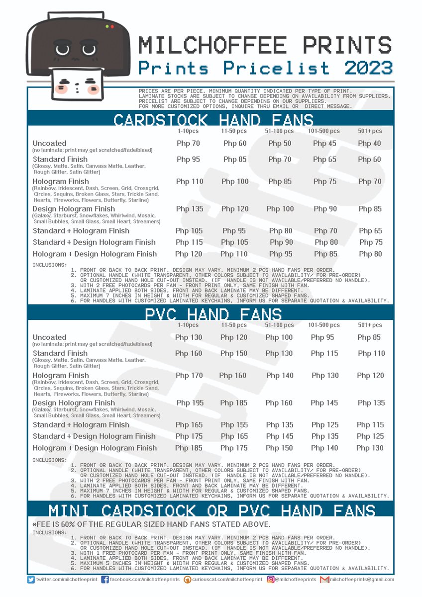 milchoffeeprint's tweet image. Milchoffee Print 2023 Pricelist #printing #pricelist #handfans #pvcfans #customizedprints #laminates
