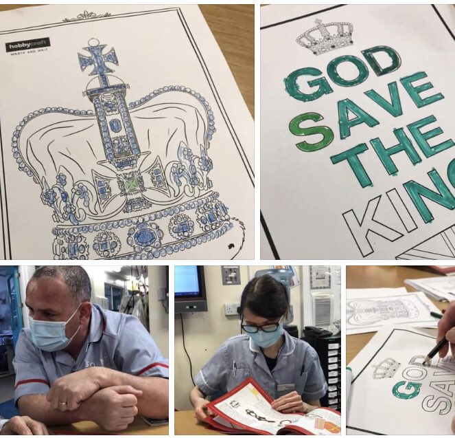 NursesHhft's tweet photo. Let the Coronation celebrations begin … wonderful lunch club today on F Floor today. Thank you to @SolentUni @UoWnurses  for joining us and for your help @dementiauk @ElderlyCareHHFT #dementiacare #activityoftheday #loveyourjob🥰 #acuteadmiralnursing https://t.co/Jmqo9j7ydE