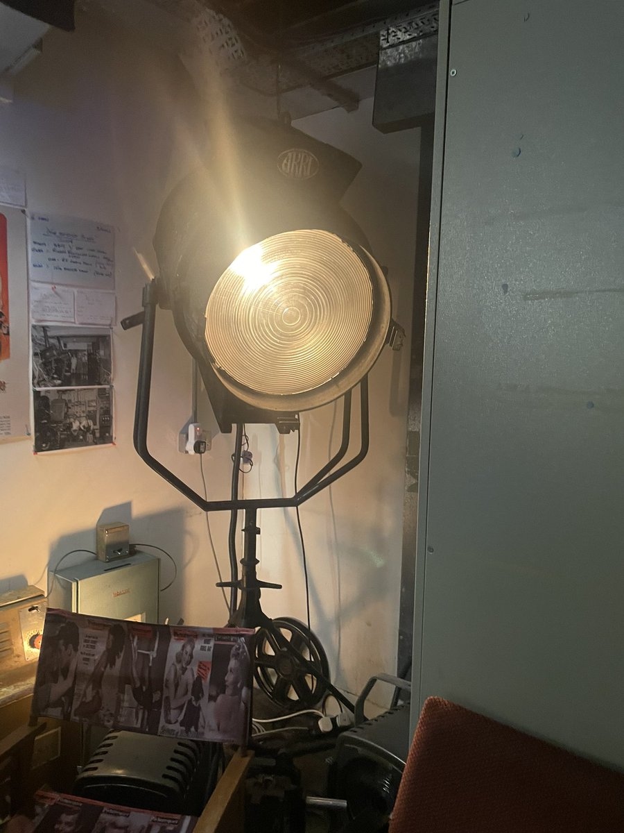 lukemcmanus's tweet photo. One the pleasures of touring with a film is going backstage at cinemas into projection rooms. The one at @DCAdundee is the best one yet! Antique machinery, cool memorabilia. A treasure trove for cinegeeks! @northcircular_ screens at 6pm - tickets here https://t.co/DzkfnfbbAv https://t.co/UHZcSORREN