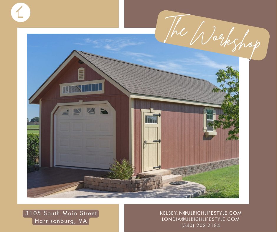 UlrichHburg's tweet photo. The Workshop is a great place to organize your tools or park your favorite vehicle. Featuring a garage door as well as a residential door for easy access, it works as hard as you do.  #UlrichLifestyle #UlrichHarrisonburg  #ShenandoahValley #UlrichSheds #UlrichStructures https://t.co/mt4maFEt2E