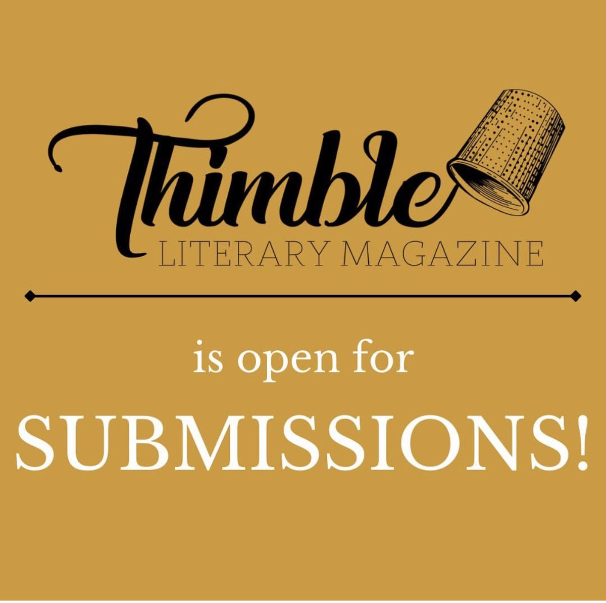 Thimble is open for submissions! 💫

Send us your weird &amp; wonderful poetry, art, short prose—we want to read it all! 

Visit our website for submission guidelines.

#thimblelitmag #opensubmission