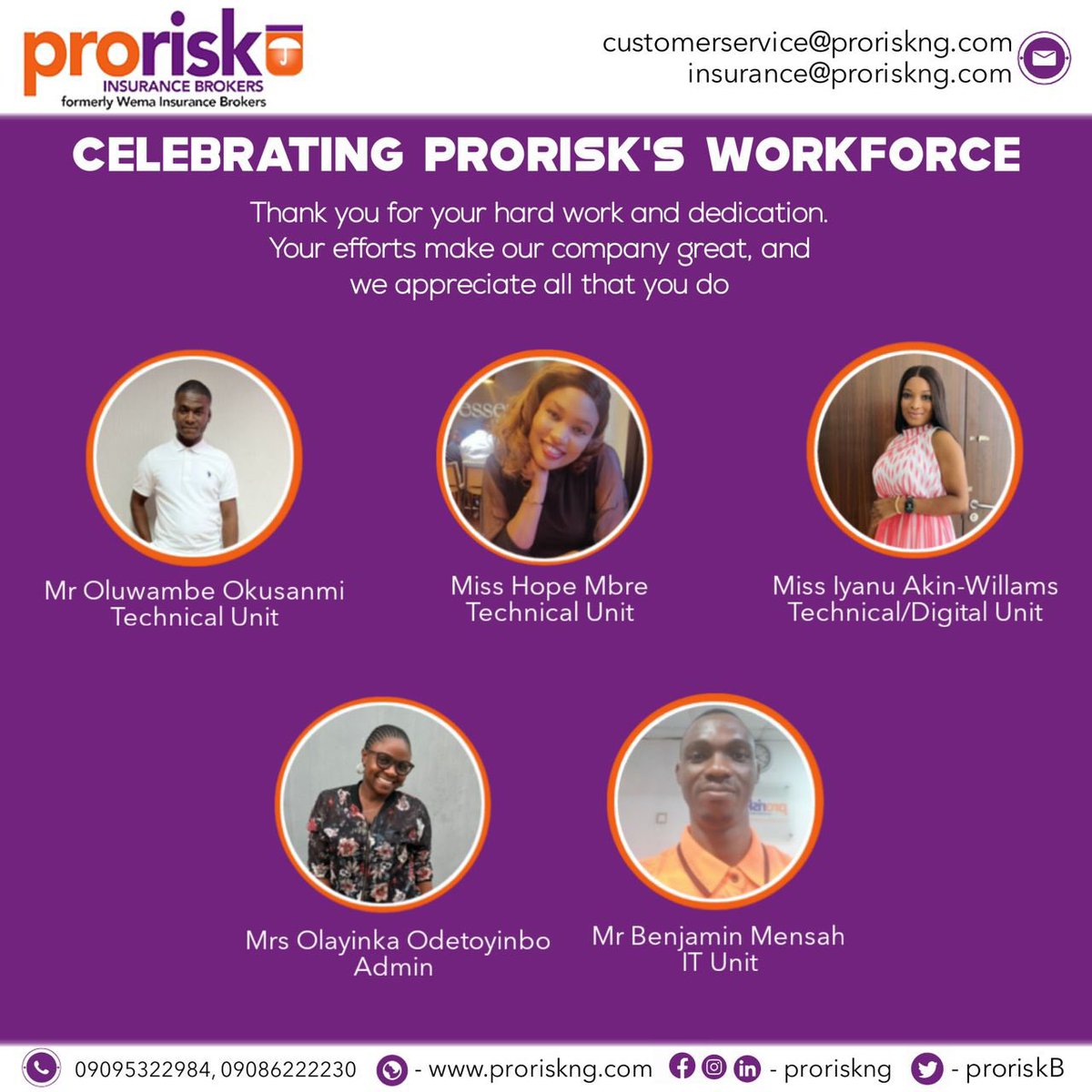 Proriskng's tweet photo. Thank you for your unwavering commitment to our company. Happy Workers Day!

#workersday #workersappreciationday #proriskng https://t.co/F0ijgIrVDG