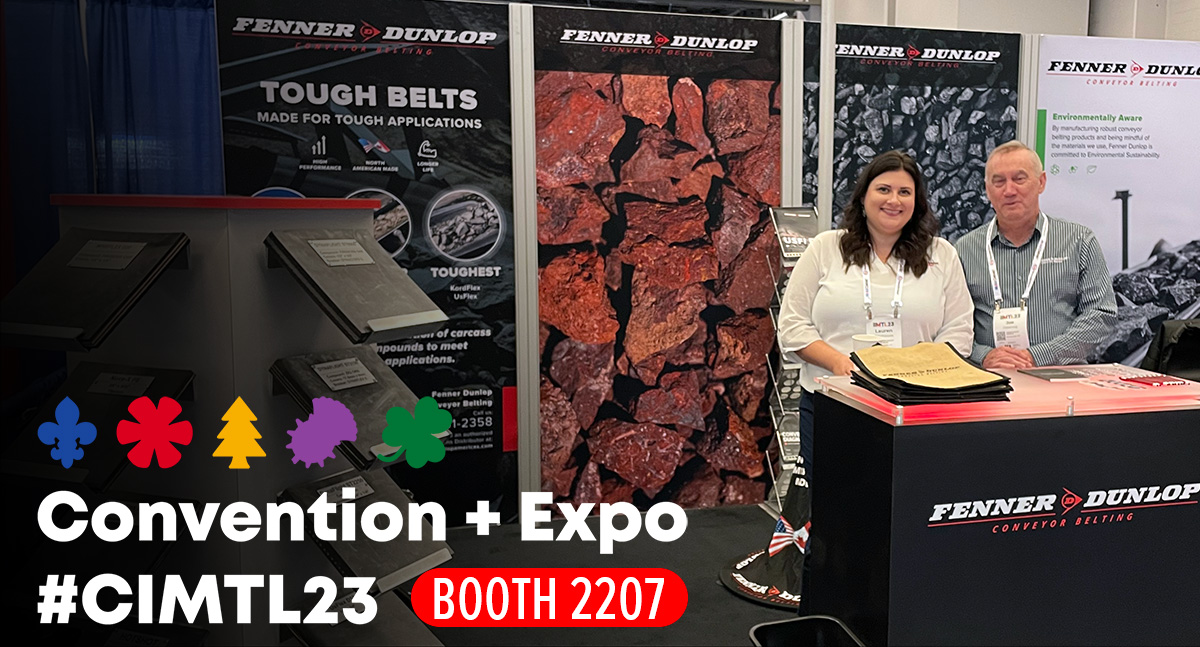 FennerDunlop's tweet photo. Bonjour #CIMTL23! 👋👋 Fenner Dunlop is excited to be here in beautiful Montreal, Québec, Canada. Stop by Booth 2207 at the show to learn more how Fenner Dunlop keeps the the mines in Canada safe with our toughest, North American made conveyor belting products! #fennerdunlop https://t.co/6QarrlLke5