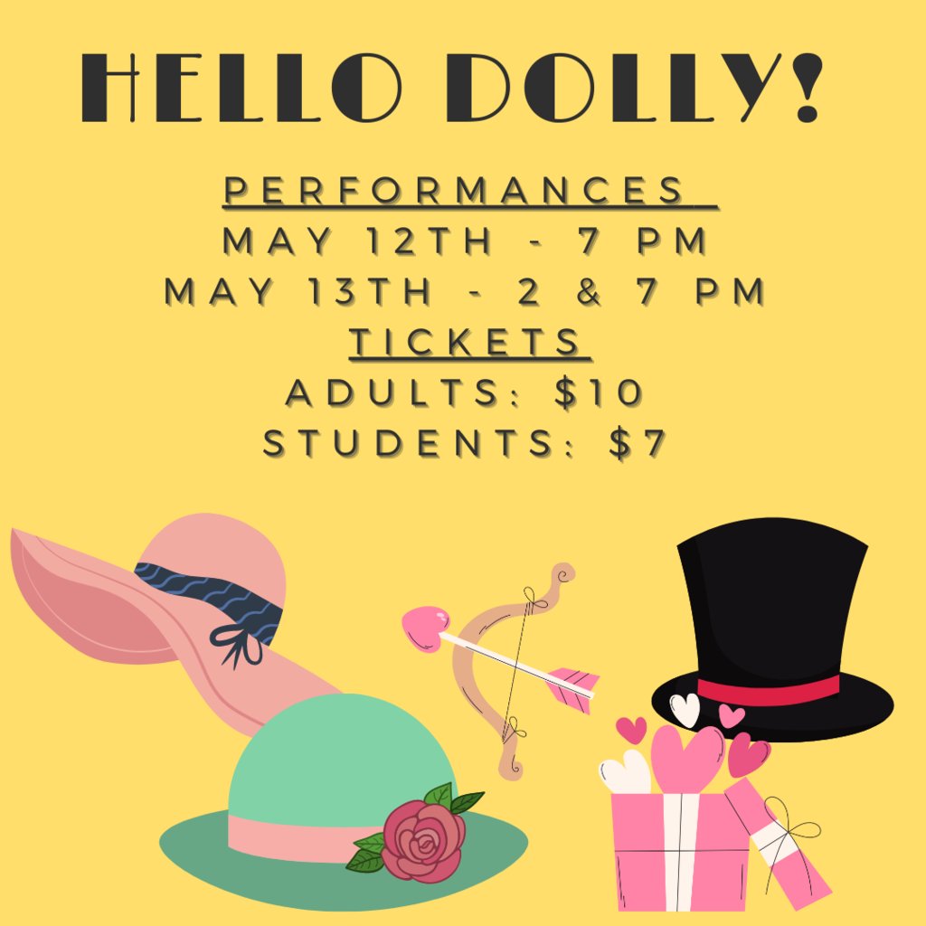 "Well, Hello Dolly! You're looking swell, Dolly!" Come see the amazing production of "Hello Dolly" at PND next weekend! Tickets are available to reserve on this Google Form link: forms.gle/Vi5ATW4wQfP9yc…