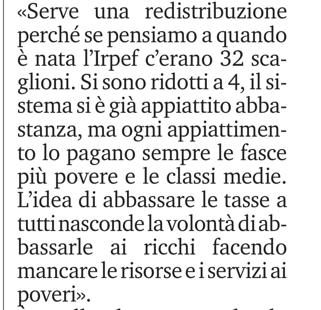 Elly Schlein, elogiata spesso per la sua competenza e preparazione, qui commette un errore confondendo il numero di aliquote con la progressività. Pur avendo molte meno aliquote e scaglioni, l’attuale IRPEF è molto più redistributiva e progressiva rispetto a quella di 50 anni fa.