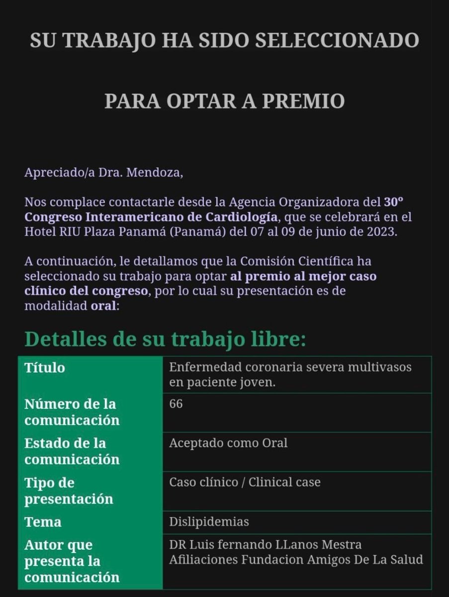 En la recta final para #SIAC23 🇵🇦
2️⃣ trabajos a premio de 2️⃣ ex <a href="/UAI_Univ/">UAI_univ</a> Cardio ❤️‍🔥

<a href="/yelym2/">Yeliana Mendoza</a> 
#LeoBermudez

La familia unida en <a href="/CongresoSIAC/">Congreso SIAC</a>