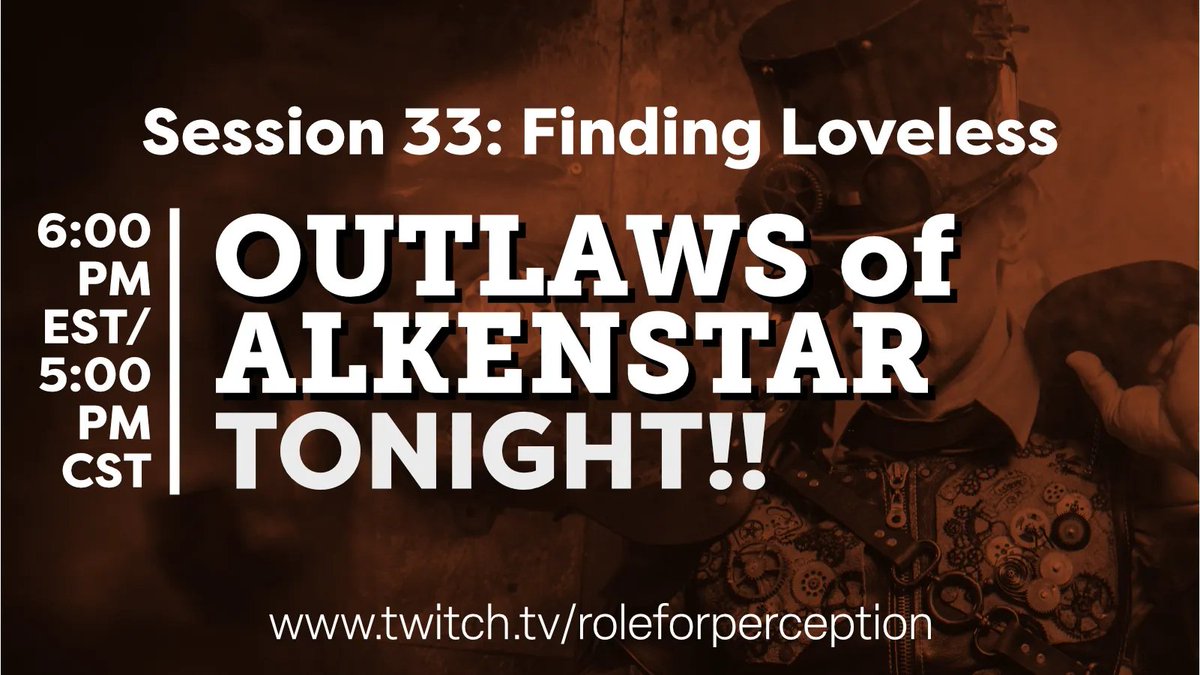 Role_Perception's tweet image. Tonight we return to see if our Outlaws can complete the mission. The real question, is will they complete it before they partake in heinous crimes? twitch.tv/roleforpercept… #outlawsofalkenstar #ooa #pathfinder2e #pf2e #ttrpgs #ttrpg