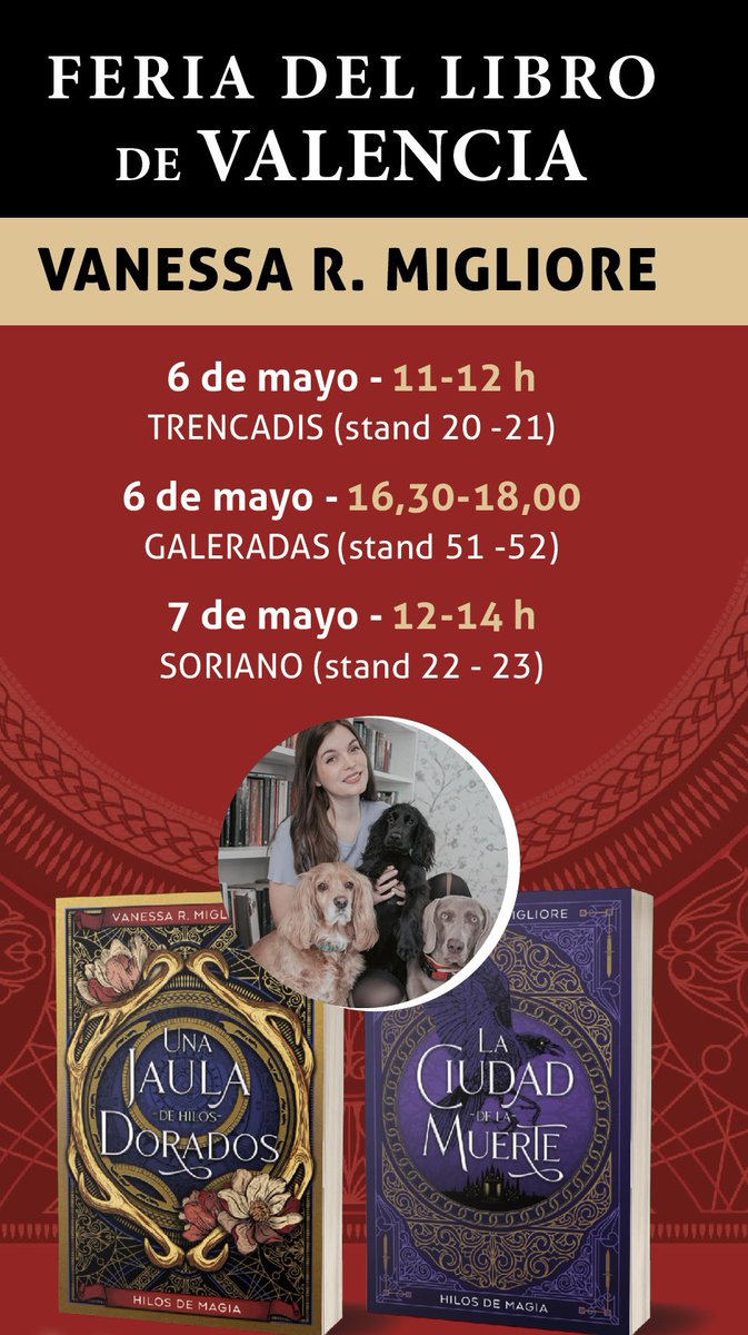 vanessarmiglior's tweet image. Este finde estaré en la Feria del libro de Valencia 🥹♥️ en la foto tenéis los horarios de las firmas. Llevaré regalitos y firmo TODOS mis libros 📚