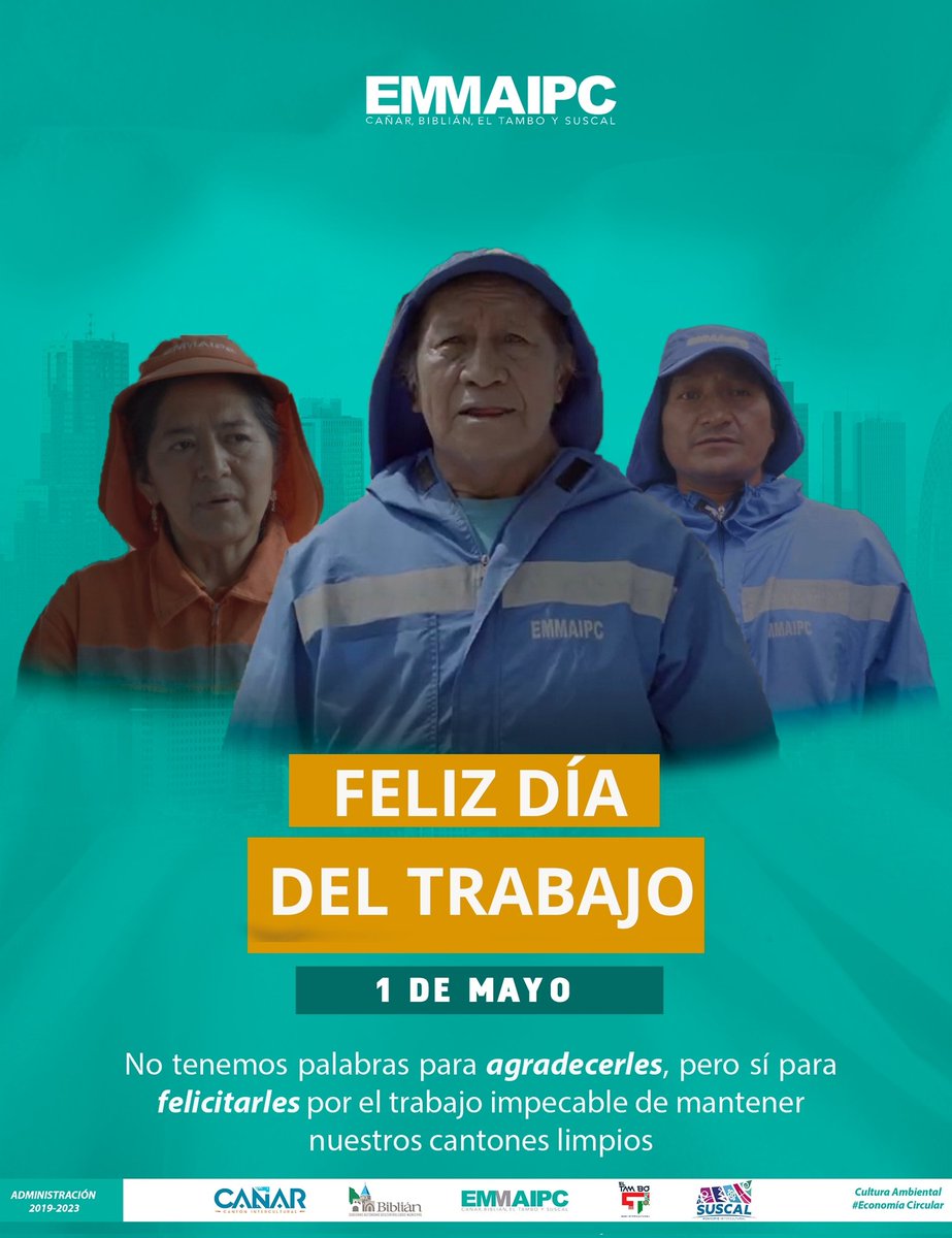 emmaipc's tweet photo. #Emmaipc #1DeMayo  💪🏻♻️
No tenemos palabras para agradecerles, pero sí para felicitarles por el trabajo impecable de mantener nuestros cantones limpios. 🫂👏 

¡ FELIZ DÍA DEL TRABAJO ! https://t.co/N7rj6ddjTS