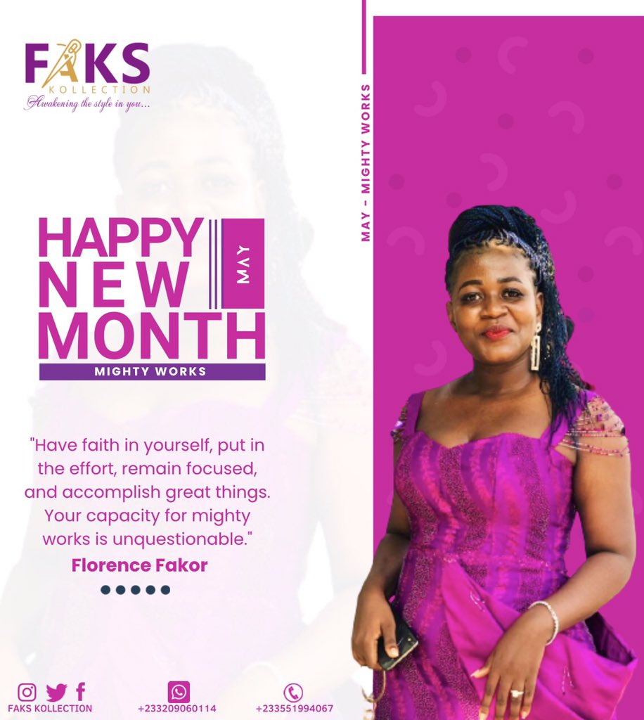 FaksKollection's tweet photo. MAY - MIGHTY WORKS💪🏾

Have faith in yourself, put in the effort, remain focused, and accomplish great things. Your capacity for mighty works is unquestionable.

Blessings!♥️

Have a great month ahead!🤞🏾

#FaksKollection #WearFaksKollection
#ChooseFaksKollection #BeInspired #April https://t.co/lweDRonQW7