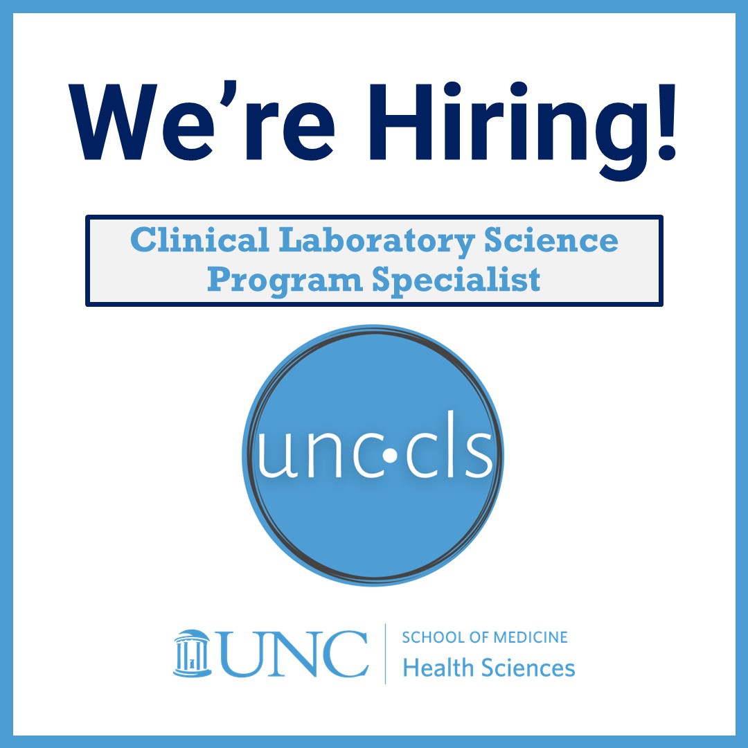 UNCCLS's tweet photo. 📌The Division of Clinical Laboratory Science is searching for someone to join our team as CLS Program Specialist.  See more details here:
https://t.co/dy0os0DAf1
#UNCCLS https://t.co/E6WRm73vWi