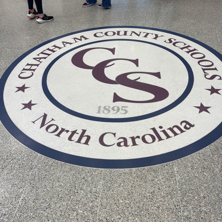 The seal in the new Chatham County Schools Building.