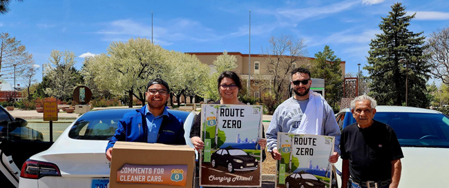 ev_association's tweet photo. The #RouteZero Relay made its way to Santa Fe, NM, and @ev_association member Tanya Pierce and Jacob Martinez met at the Capital Parking Lot. Next stop is KC! #CleanOurAir #EVroadtrip 

https://t.co/F7uBV4xi43 https://t.co/oDOl7YN7JD