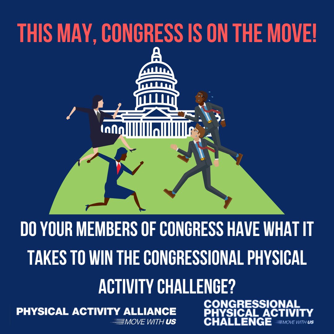 PAAmovewithUS's tweet photo. TODAY: Our Congressional #PAChallenge is ON! Over 350 US House of Reps &amp; Senate staff are competing to be the most active on Capitol Hill. 

Bragging rights on the line for offices with the most minutes active &amp; highest rate of meeting the @HHSGov #physicalactivity guidelines! https://t.co/OynDLKiFEq