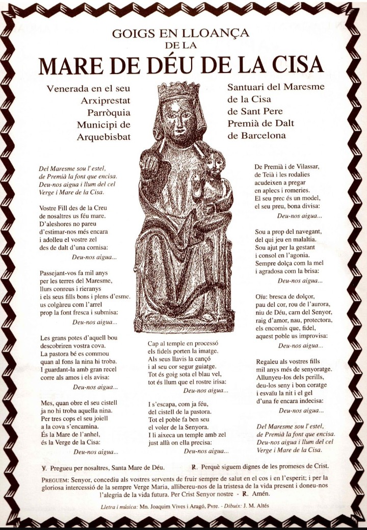 montserratcreus's tweet image. "Del Maresme sou l'estel, de Premià la font que encisa. Deu-nos aigua i llum del cel, Verge i Mare de la Cisa" ☔✨🙏🏻
#goigs #aplec #estàplovent