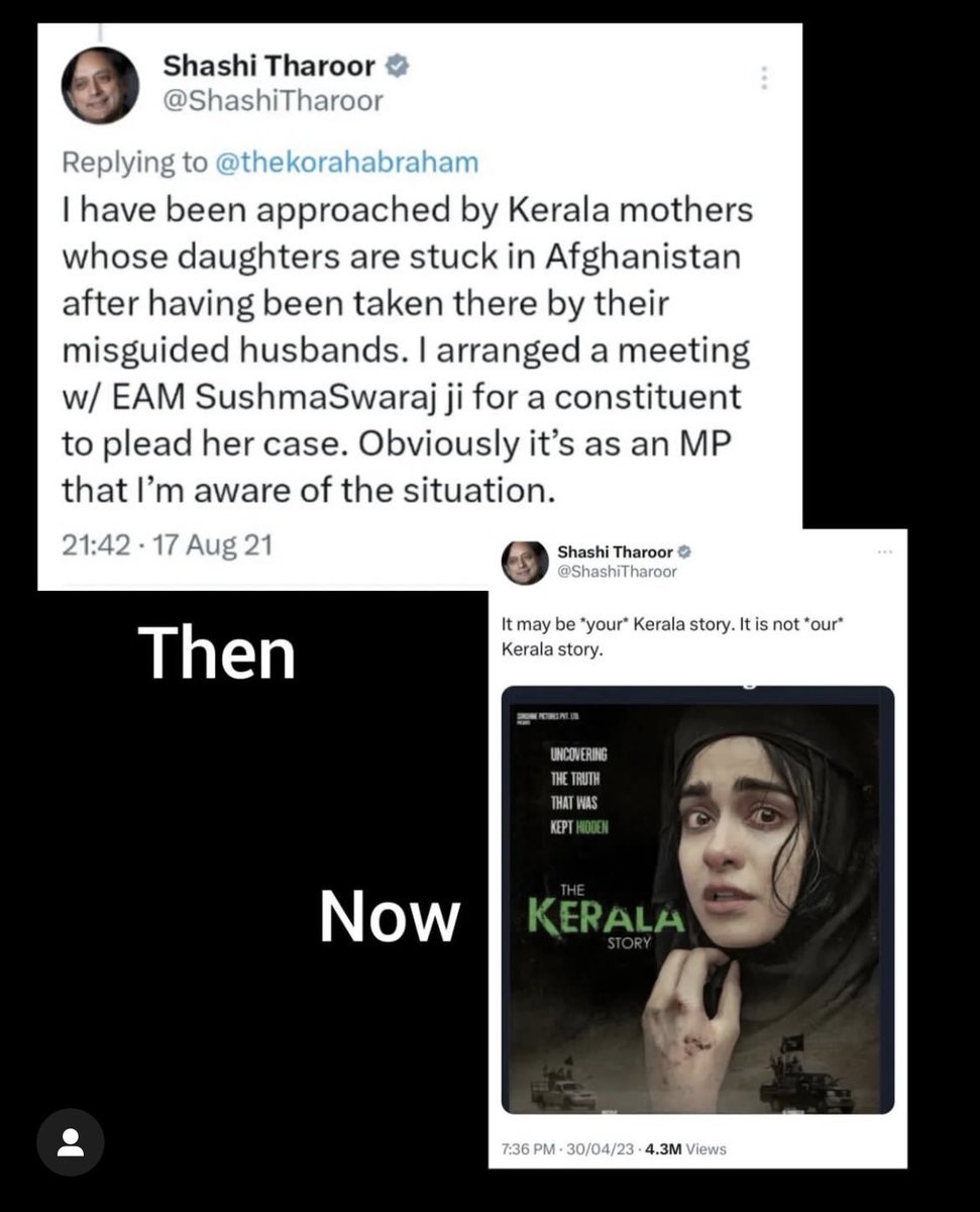 ShefVaidya's tweet photo. Changing colours of Shashi Tharoor! Via @total_woke_ . #TheKeralaStory https://t.co/I4Q1KUfvzR